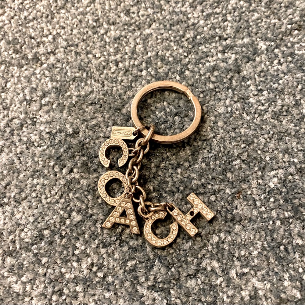 coach rhinestone silver bag charm / key chain